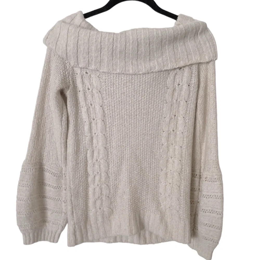 Anthropologie Sleeping on Snow Neves Off‎ Shoulder Pullover Cable knit Sweater